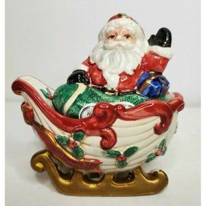 Fitz & Floyd Santa Sleigh Salt Pepper Shakers Holiday/Christmas Vintage 1993